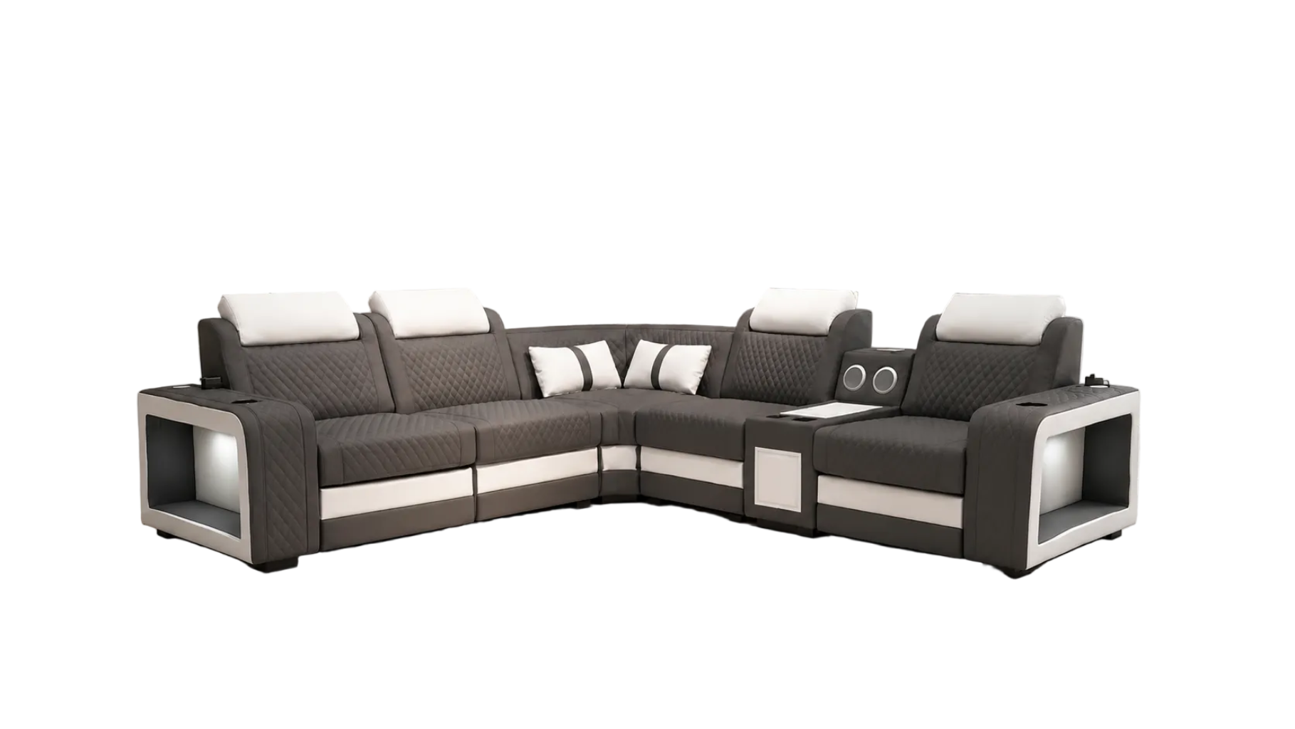 Genuine Leather Electric Recliner Sofa And Coffee Table With LED / Ruchi