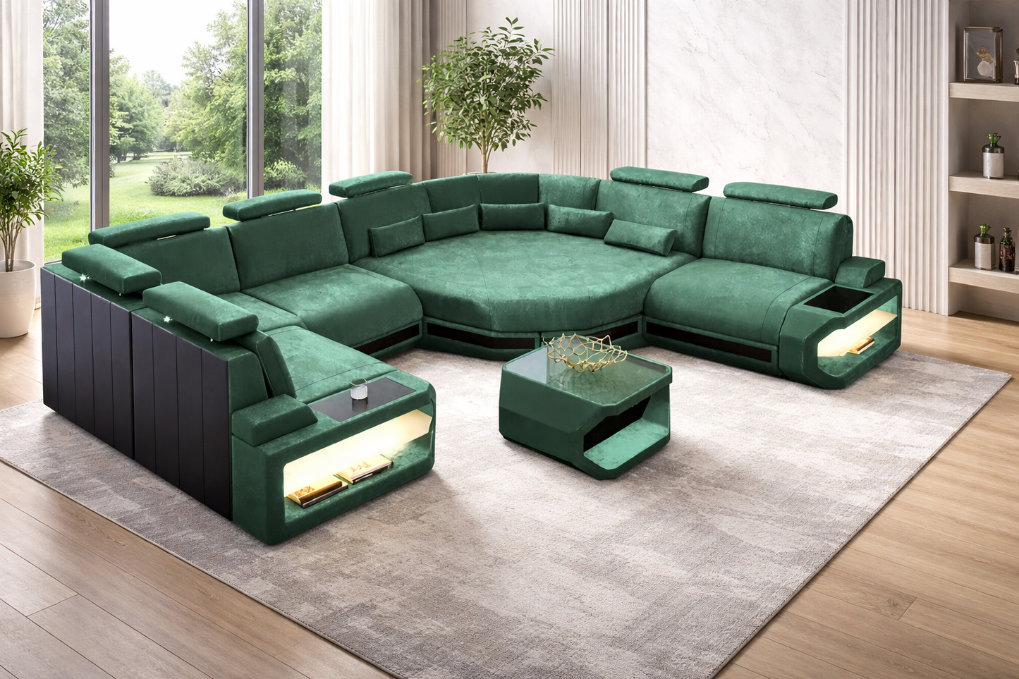 U-shaped LED Fabric Sectional Sofa / Ruchi