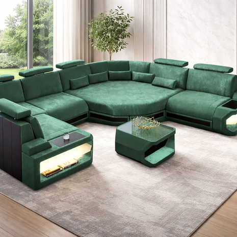 U-shaped LED Fabric Sectional Sofa / Ruchi