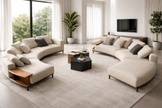 2 Piece Linen Fabric Curved Sectional Sofa / Ruchi