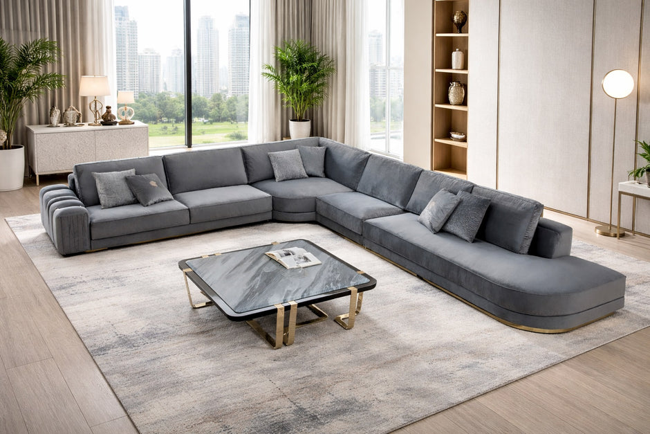 Modular Velvet L-Shaped Sectional Sofa