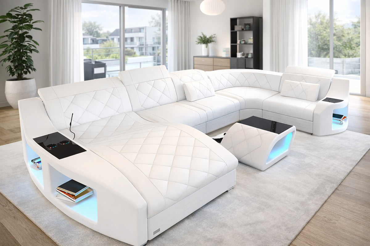 LED Sectional Sofa With Leather Upholstery / Ruchi 