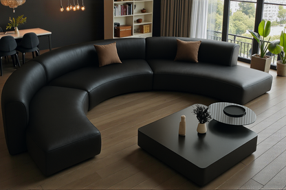 Semi Circular Sectional Leather Sofa