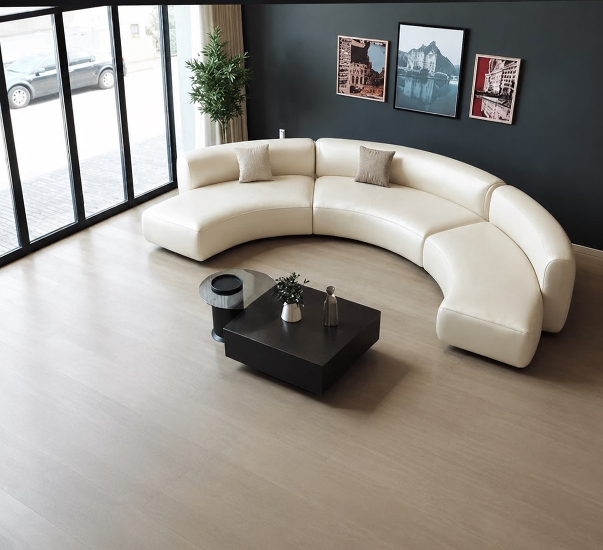 Semi Circular Sectional Leather Sofa / Ruchi