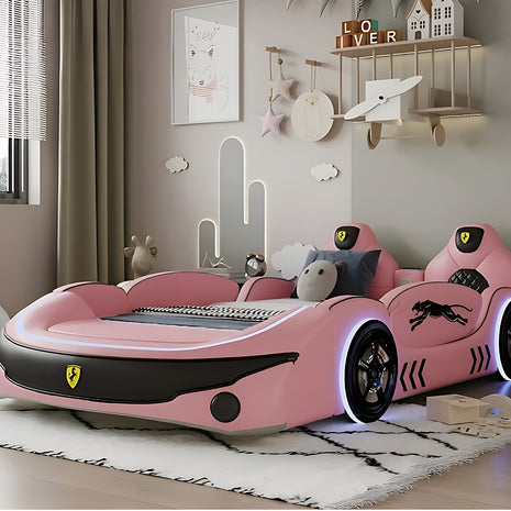 Children's LED Leather Car Bed with Speaker / Ruchi