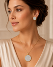 Circular American Diamond Earrings And Pendant Set / Ruchi