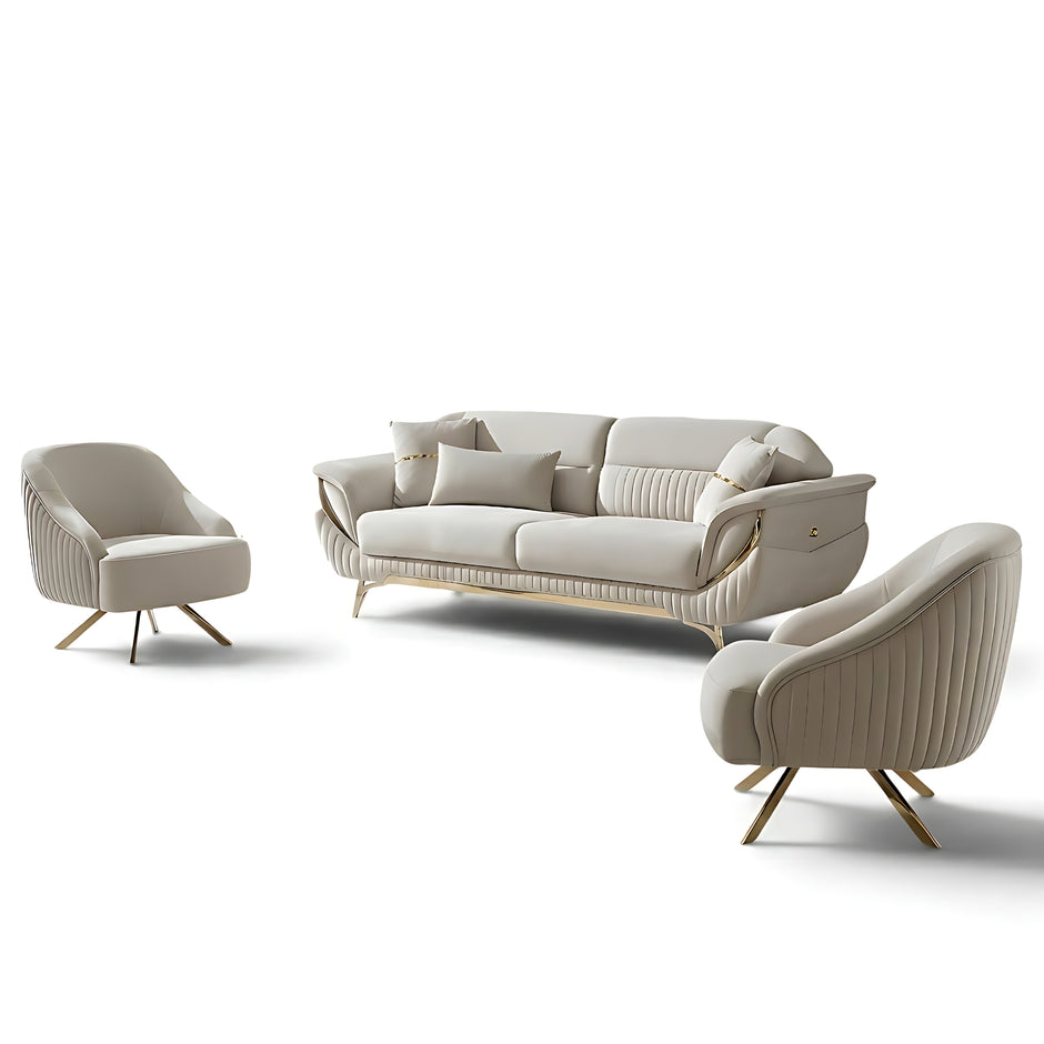 Classic Velvet Fabric Sofa Set Of 3 / Ruchi