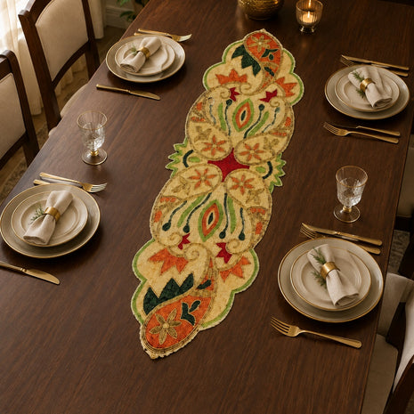 Colorful Paisley Beaded Table Runner / Ruchi