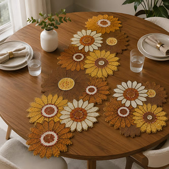 Colorful Sunflower Beaded Table Runner / Ruchi