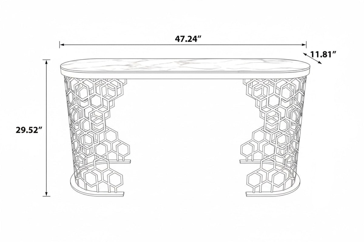 Luxurious Contemporary Metal Console Table With Marble Top / Ruchi