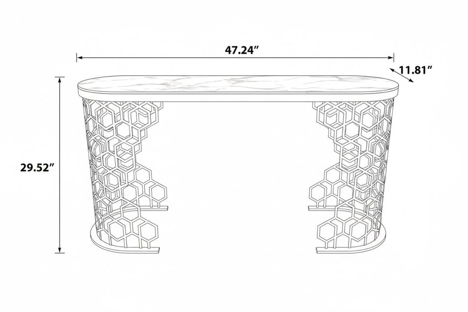 Luxurious Contemporary Metal Console Table With Marble Top / Ruchi