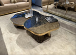 Contemporary Marble And Metal Coffee Table Set / Ruchi