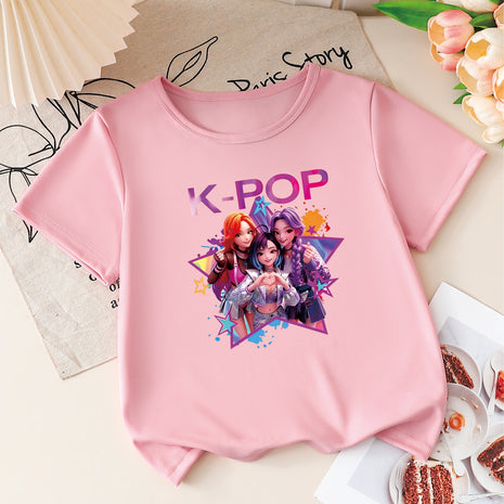 Cute Cartoon Print Kids Polyester T-Shirt  / Ruchi
