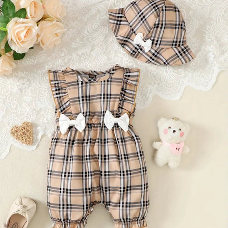 Cute Plaid Design Summer Comfy Polyester Outfit Set / Ruchi