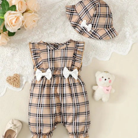 Cute Plaid Design Summer Comfy Polyester Outfit Set / Ruchi 