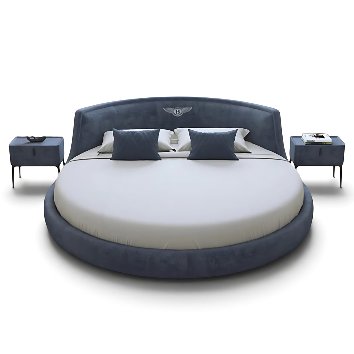 Modern Velvet Upholstered Round Bed / Ruchi