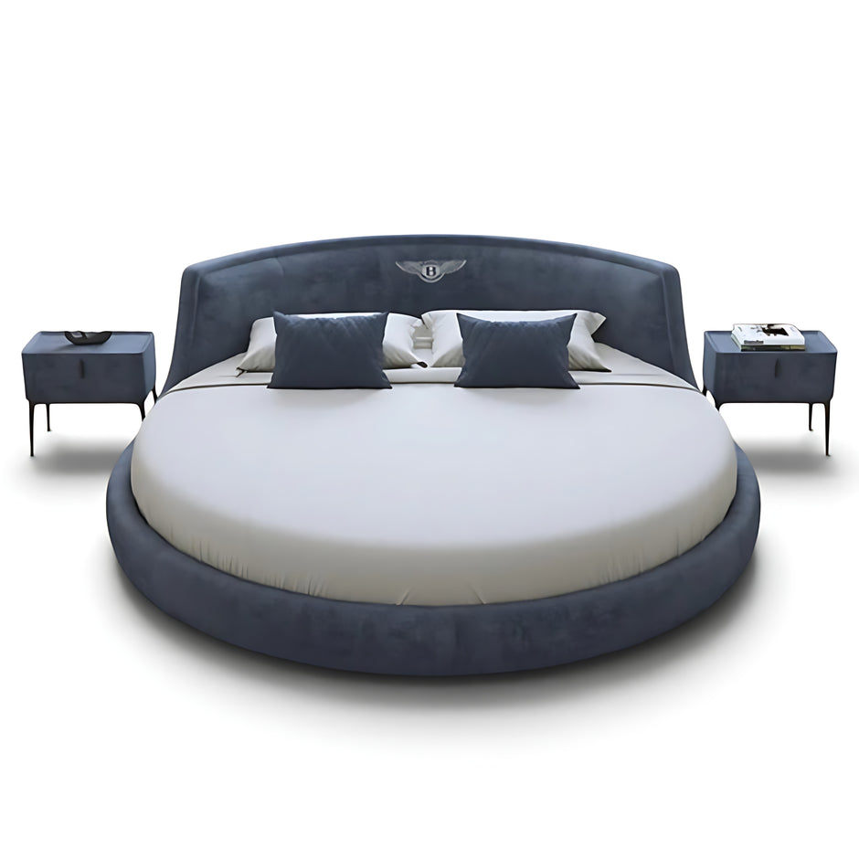 Modern Velvet Upholstered Round Bed / Ruchi