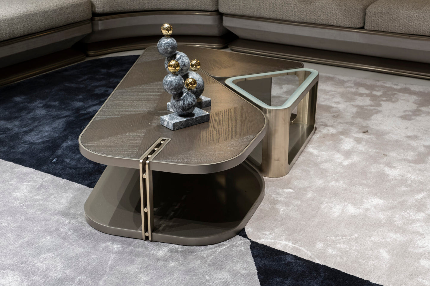 Boucle Fabric Upholstered L-Shaped Sectional Sofa