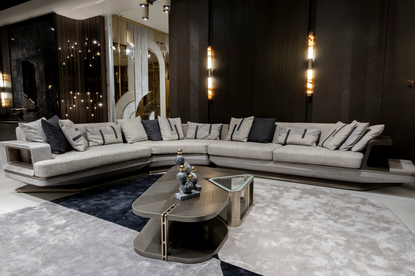 Boucle Fabric Upholstered L-Shaped Sectional Sofa / Ruchi