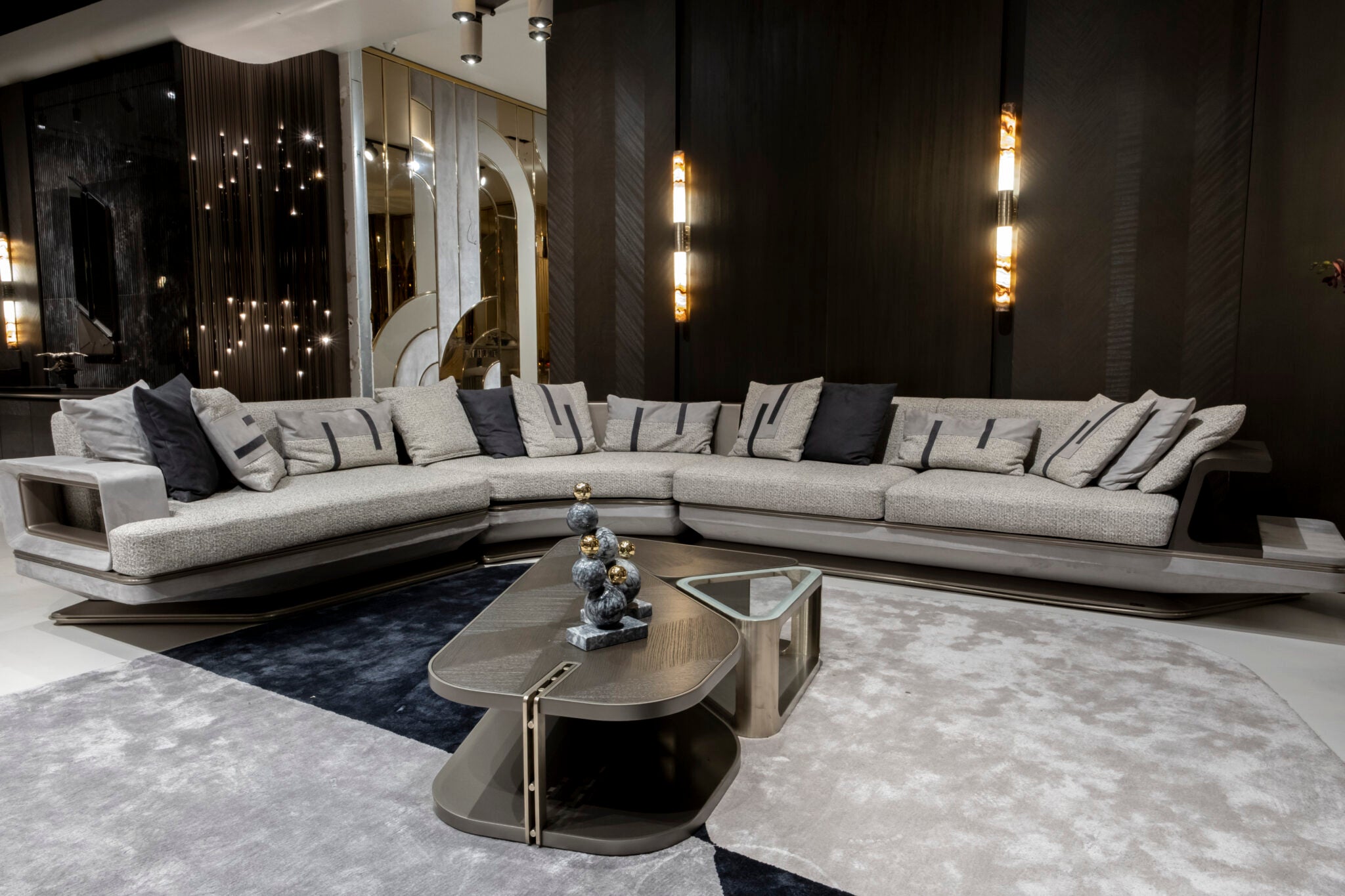Boucle Fabric Upholstered L-Shaped Sectional Sofa / Ruchi