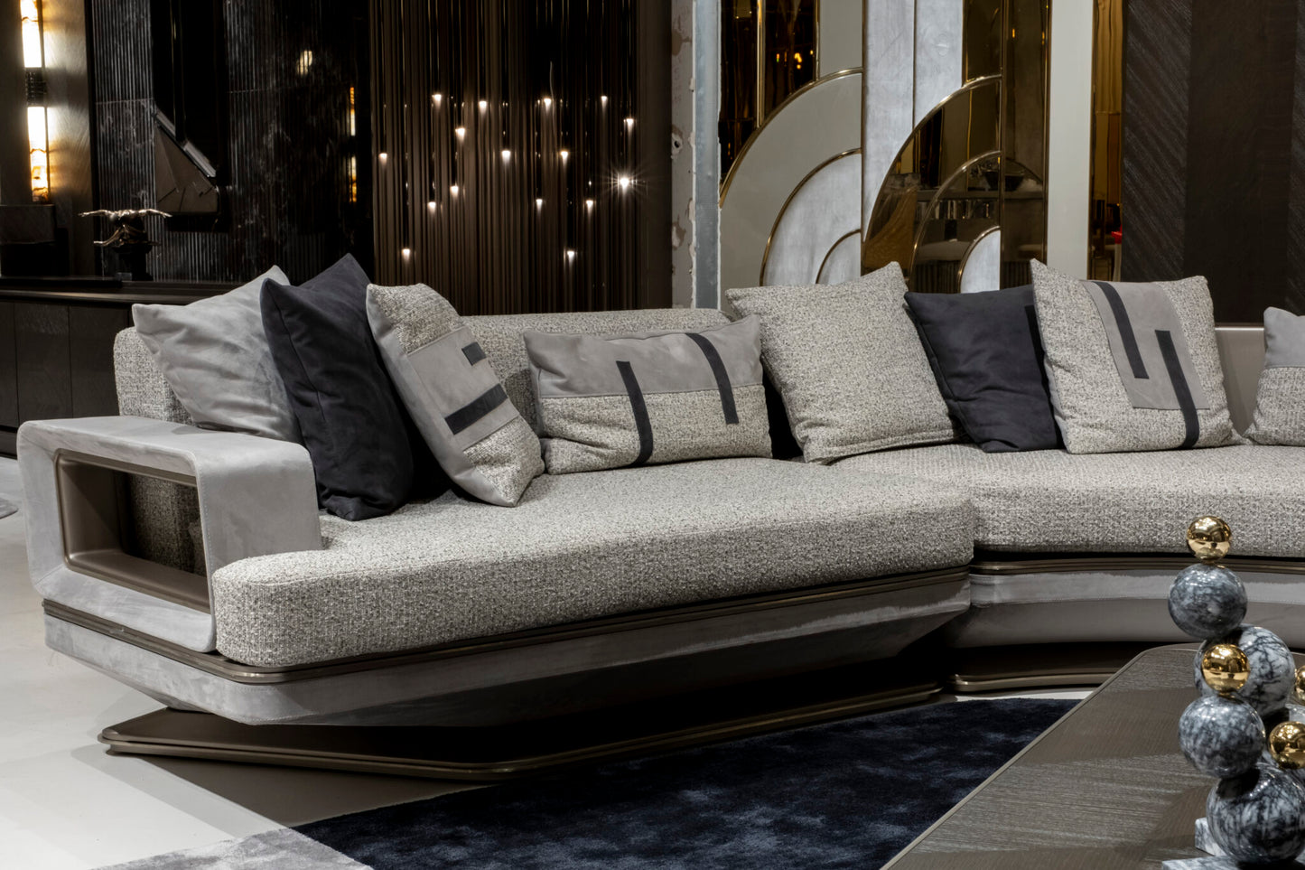 Boucle Fabric Upholstered L-Shaped Sectional Sofa