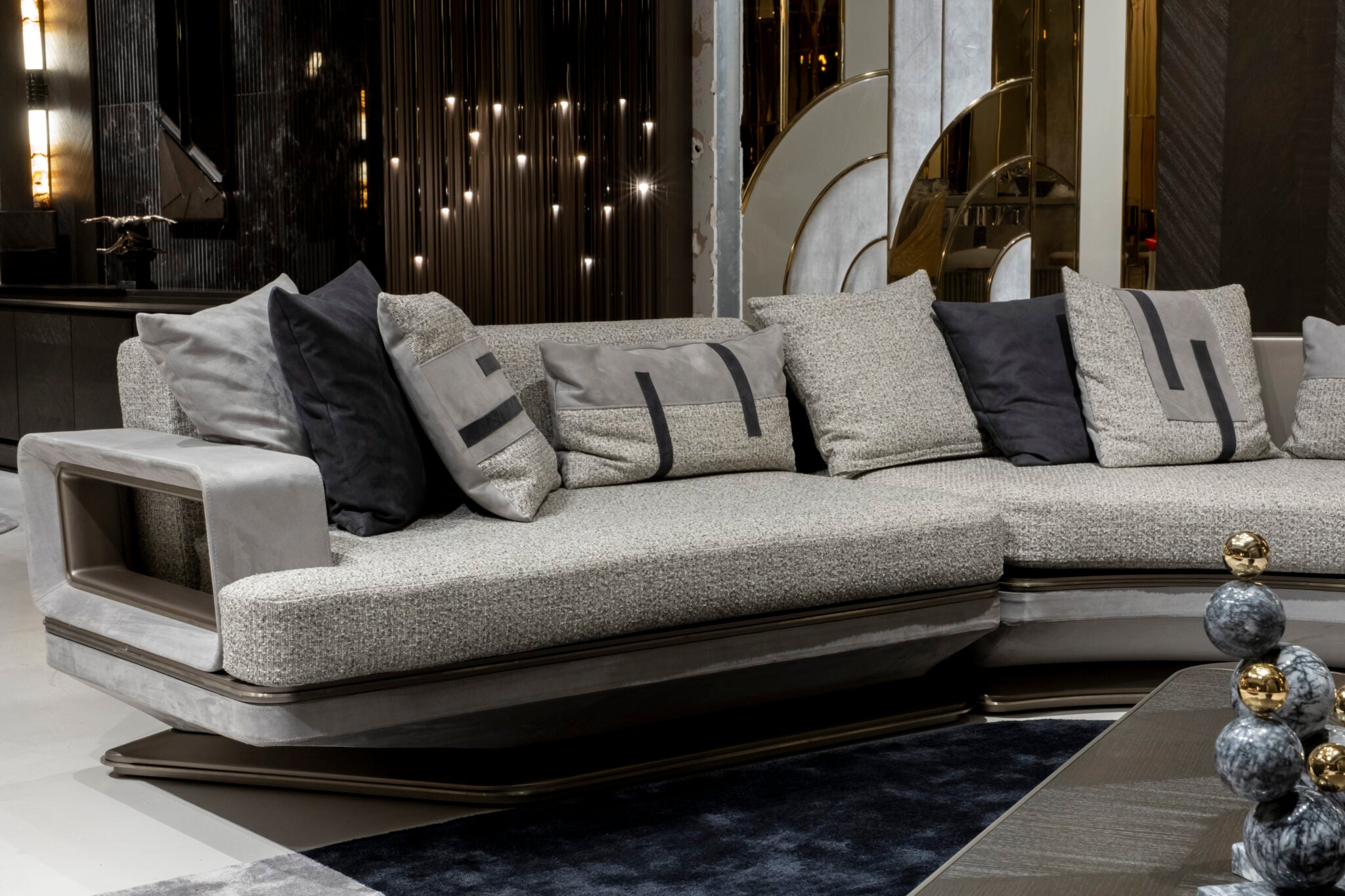 Boucle Fabric Upholstered L-Shaped Sectional Sofa