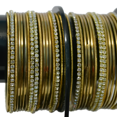 Authentic Indian Metal Bangles Set With Stones / Ruchi