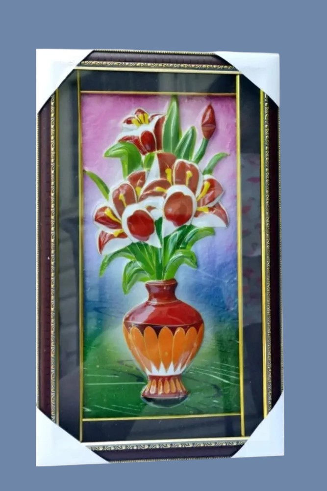 Colorful Printed Fiber Floral Wall Hanging / Ruchi