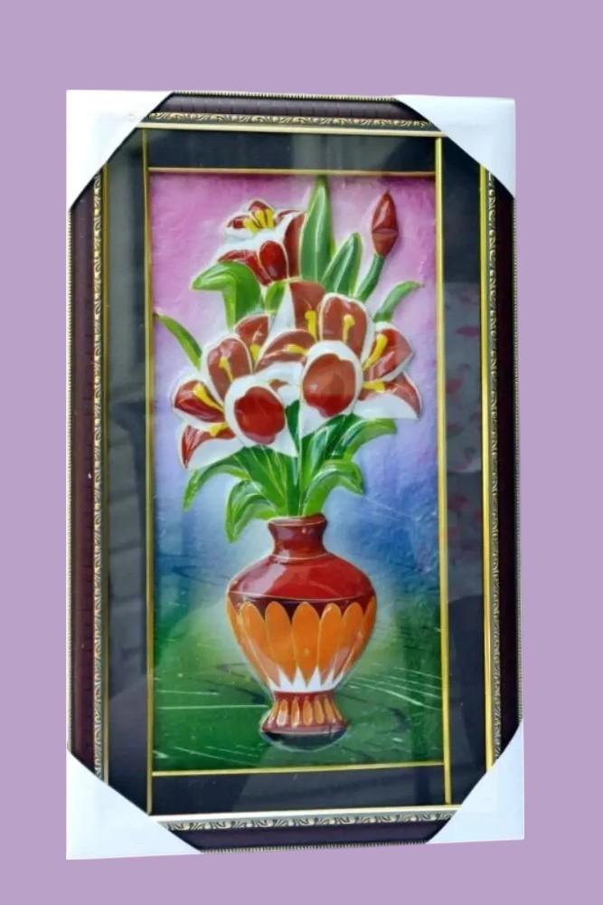 Colorful Printed Fiber Floral Wall Hanging / Ruchi
