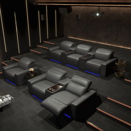 Power Recliner LED Leather Sofa For Theater / Ruchi