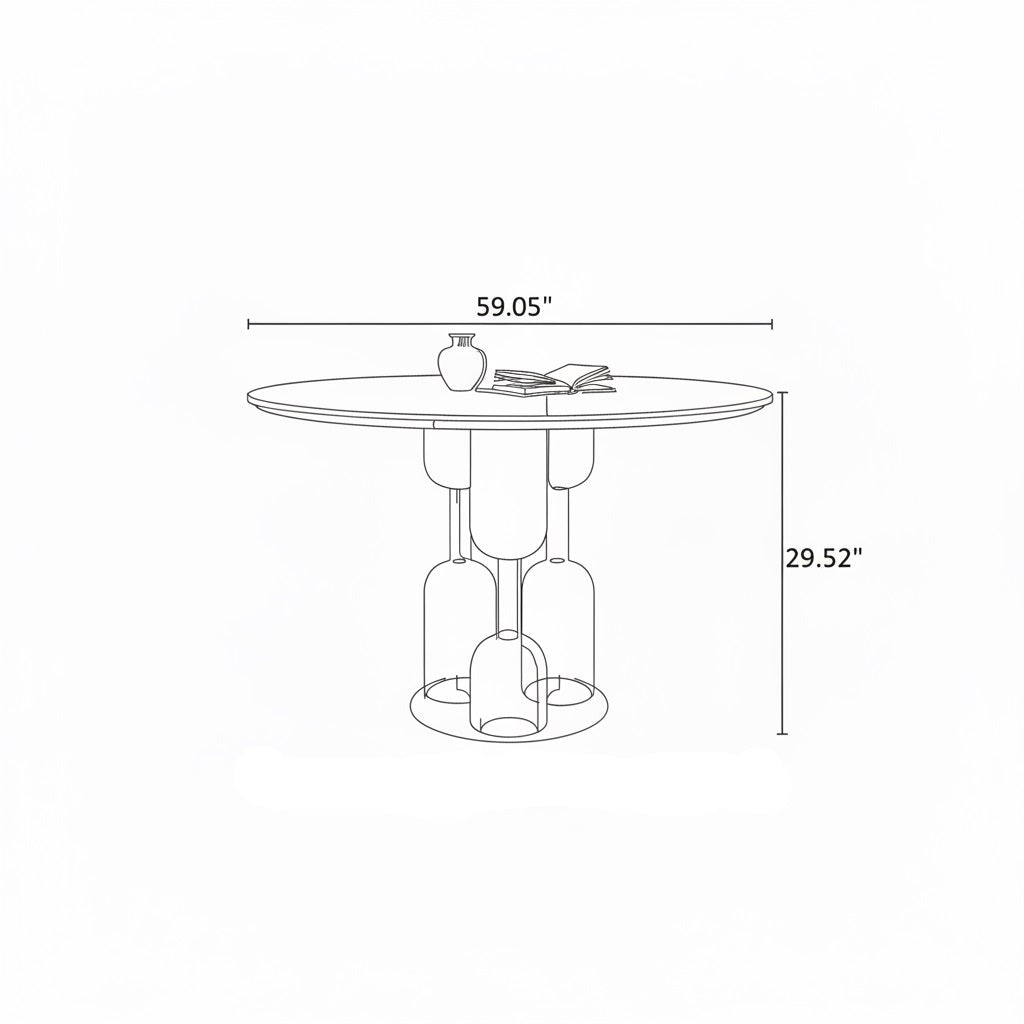 Round Wooden Dining Table with 4 Chairs / Ruchi