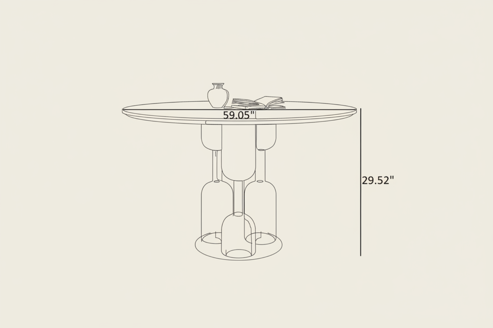 Round Wooden Dining Table with 4 Chairs