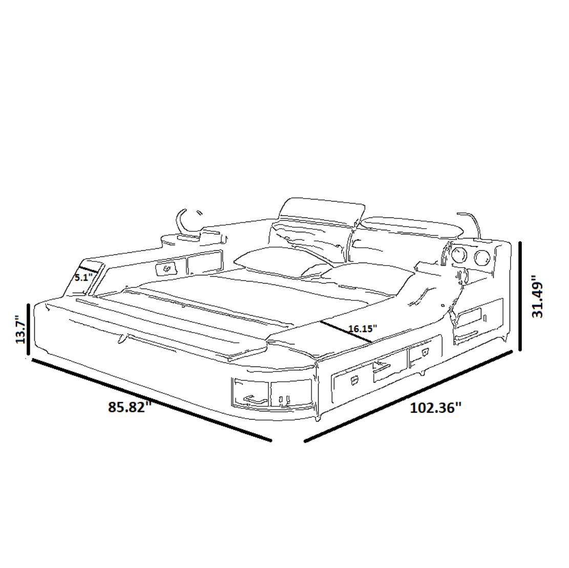 Genuine-Leather Queen Size Smart Bed / Ruchi