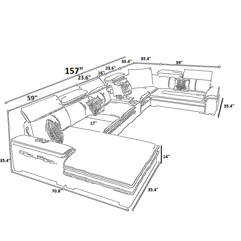 Relaxing U-Shaped Leather Sectional Sofa