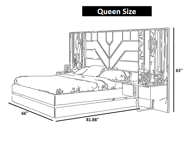 Modern Fabric Bedroom Set With Storage / Ruchi