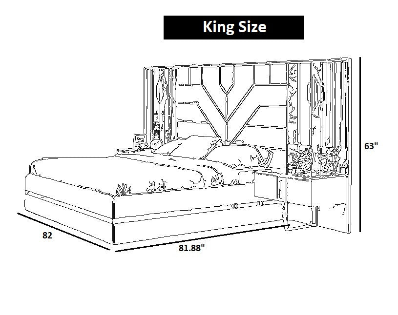 Modern Fabric Bedroom Set With Storage / Ruchi