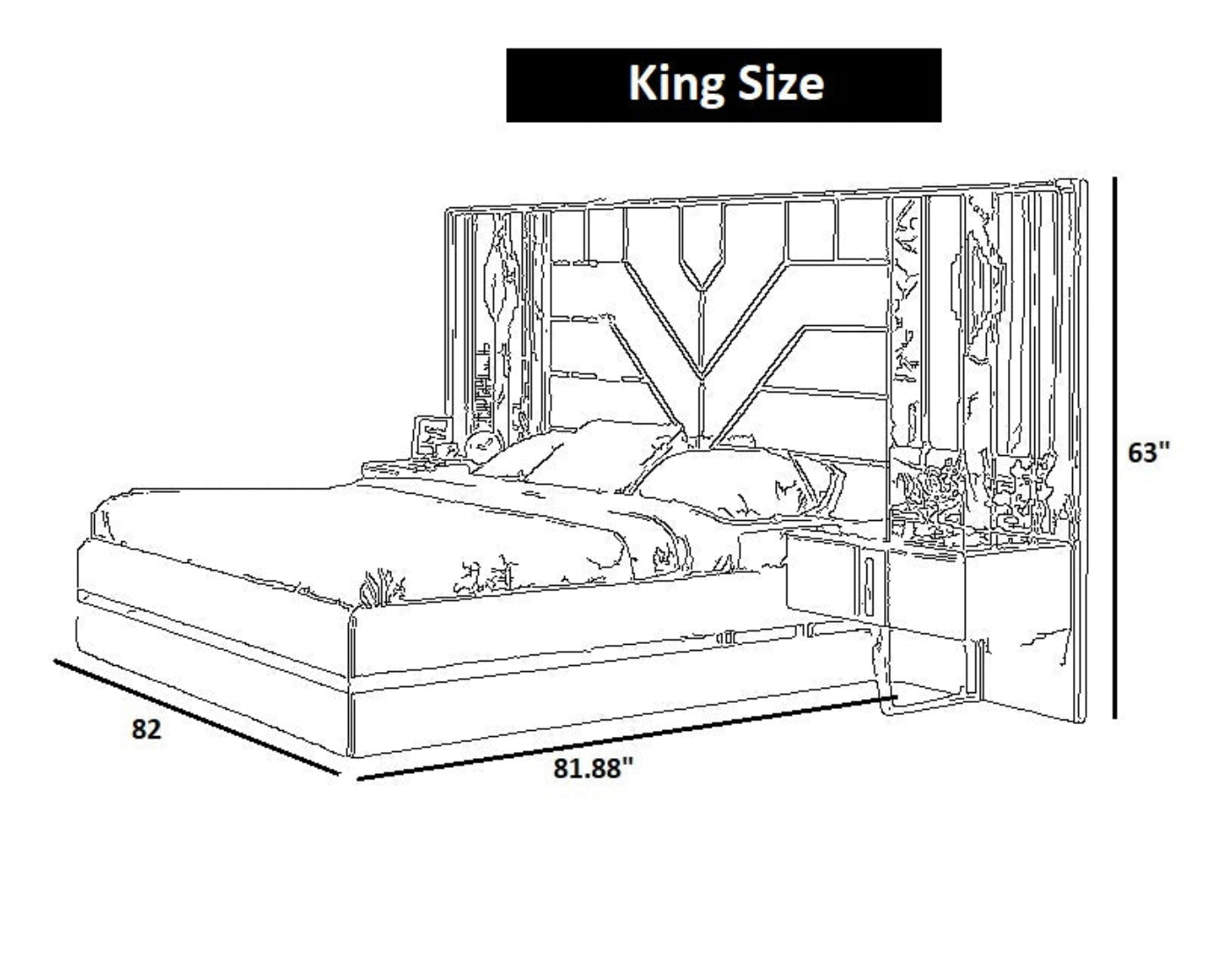 Modern Fabric Bedroom Set With Storage / Ruchi