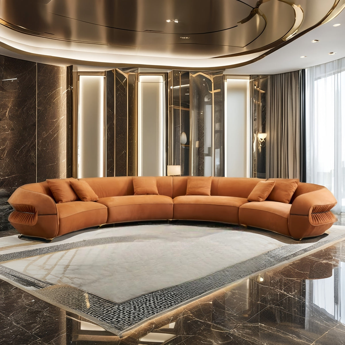 Modern Curved Velvet Sectional Sofa / Ruchi