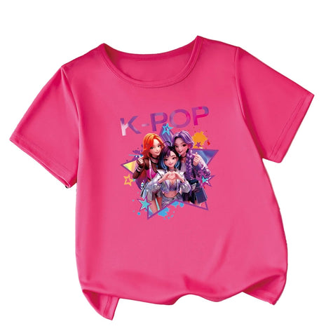 Cute Cartoon Print Kids Polyester T-Shirt  / Ruchi