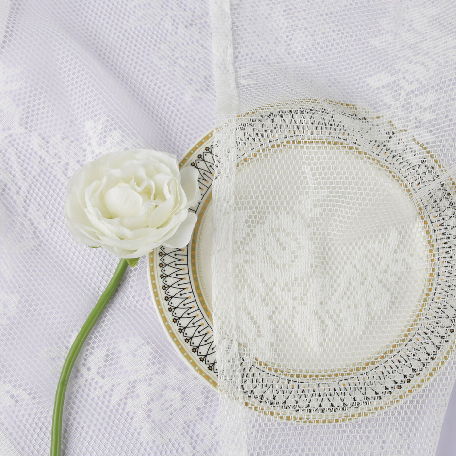 Elegant Floral Design Lace Sheer Polyester Curtain / Ruchi