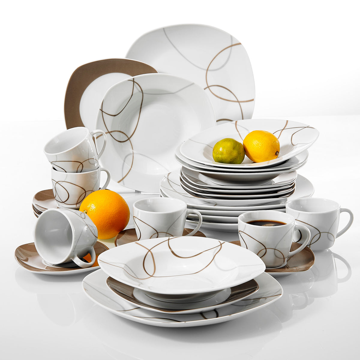 30 Piece Porcelain Ceramic Dinnerware Set For 6 / Ruchi