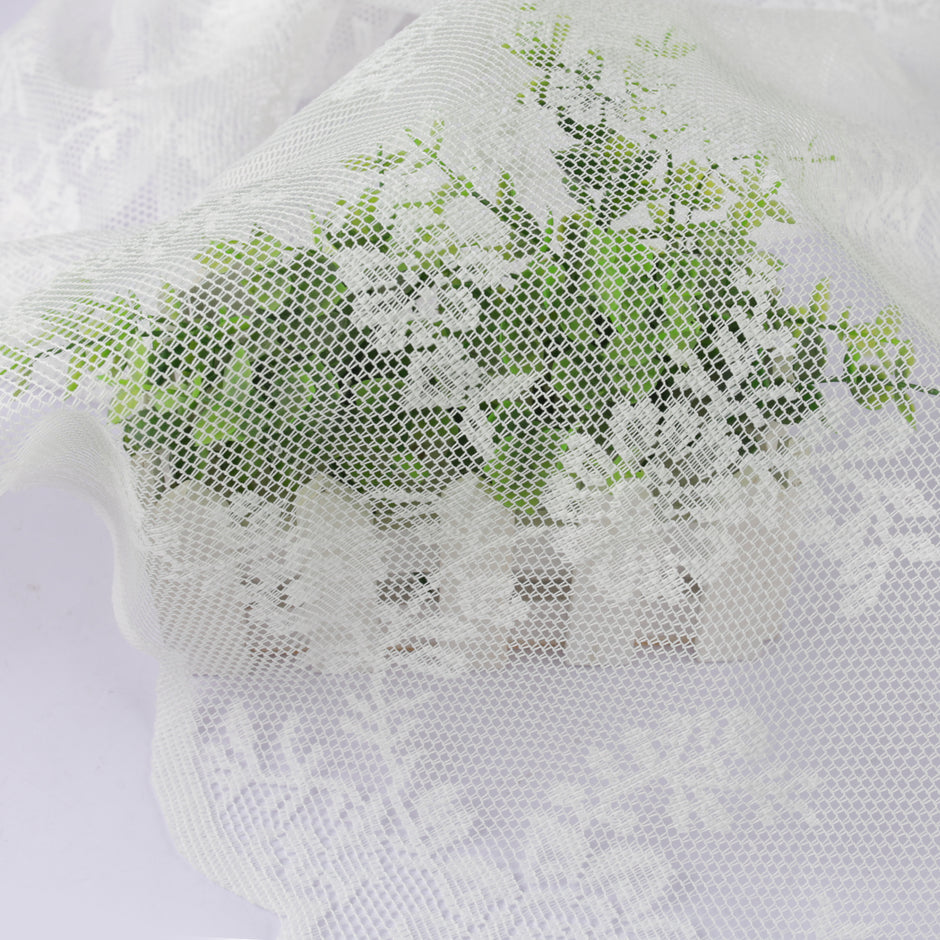 Elegant Floral Design Lace Sheer Polyester Curtain / Ruchi
