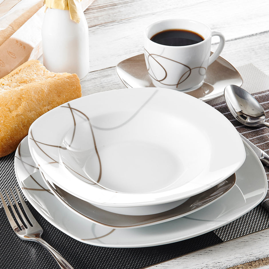 30 Piece Porcelain Ceramic Dinnerware Set For 6 / Ruchi