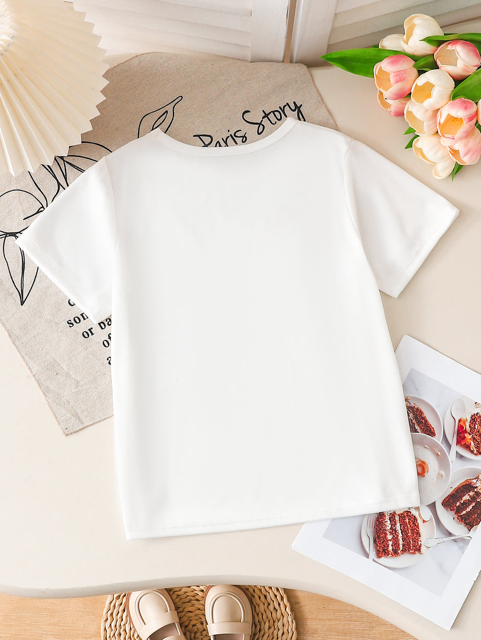 Cute Cartoon Print Kids Polyester T-Shirt  / Ruchi