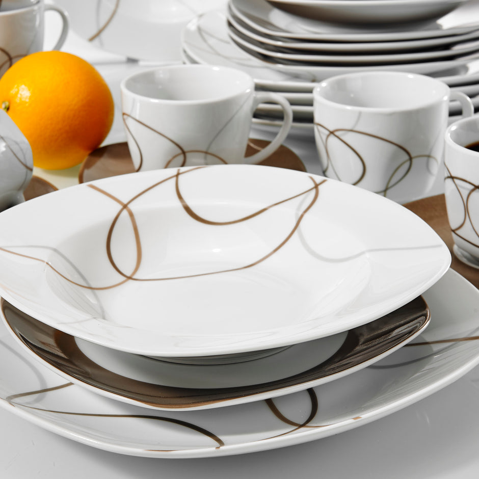 30 Piece Porcelain Ceramic Dinnerware Set For 6 / Ruchi