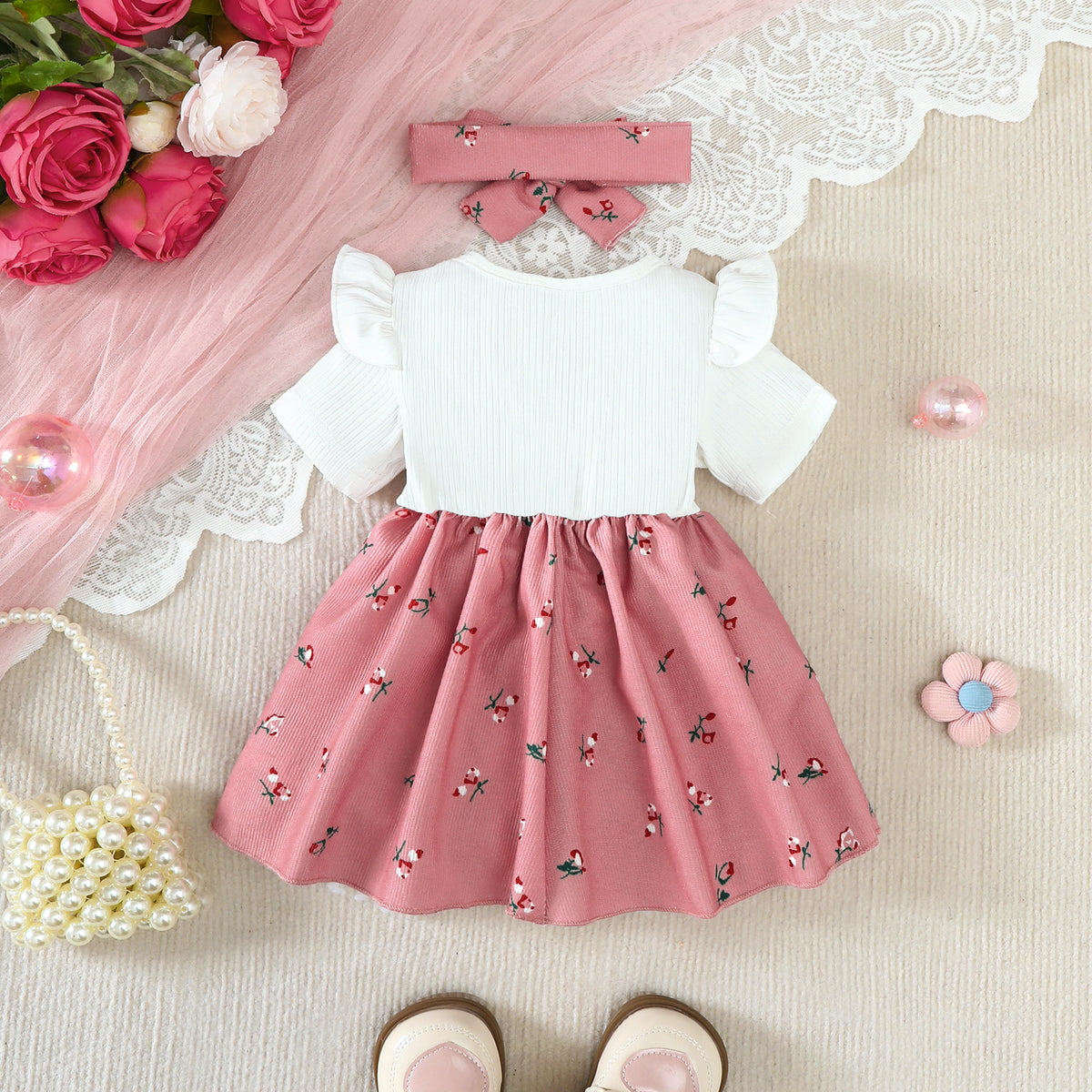 Baby Girl's Cute Cotton Polyester Dress Set / Ruchi
