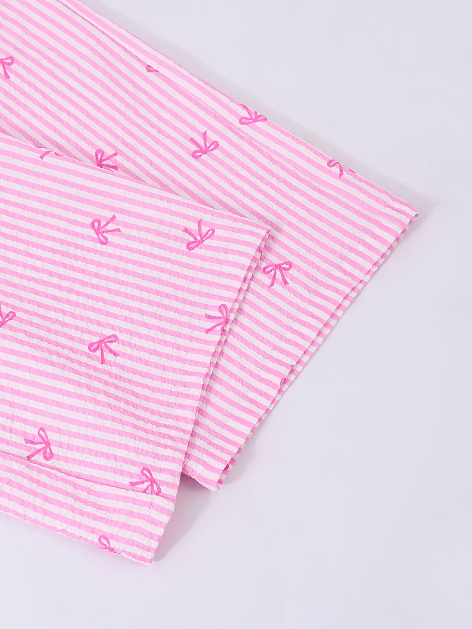 Striped Polyester Halter Top And Pant Set For Girls / Ruchi