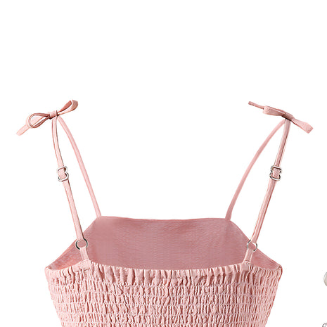 Girls Elegant Tiered Polyester Dress With Bow Straps / Ruchi