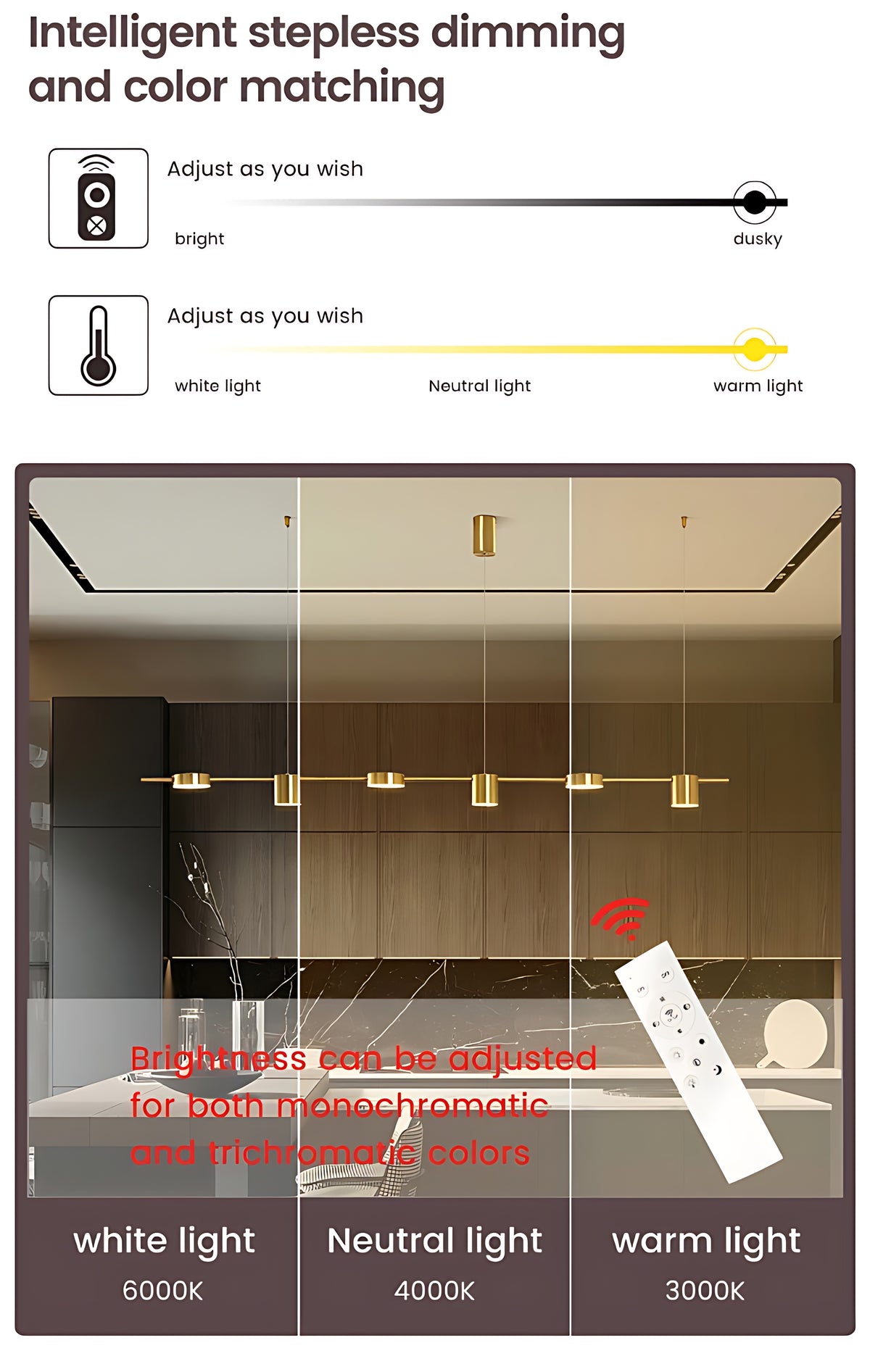 Modern Minimalist LED Linear Pendant Light Chandelier / Ruchi