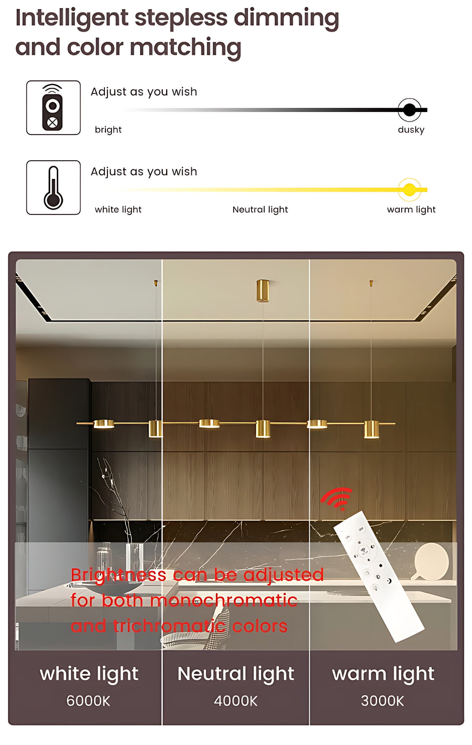 Modern Minimalist LED Linear Pendant Light Chandelier / Ruchi